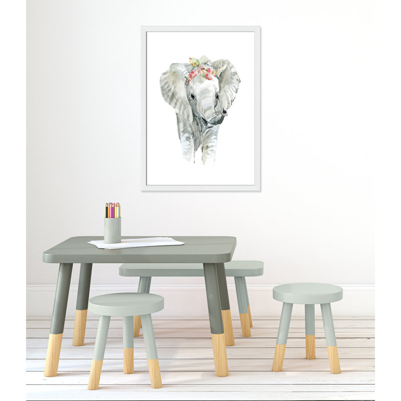 «Savannah Elephant», art encadré, H 34,5 po x l 24,5 po x P 0,63 po, Cadre blanc