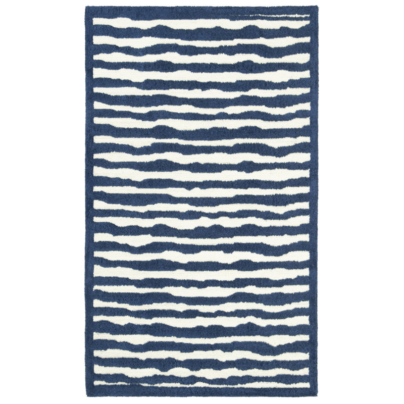 Tapis ivoire / bleu en coton touffeté à la main Fairchild