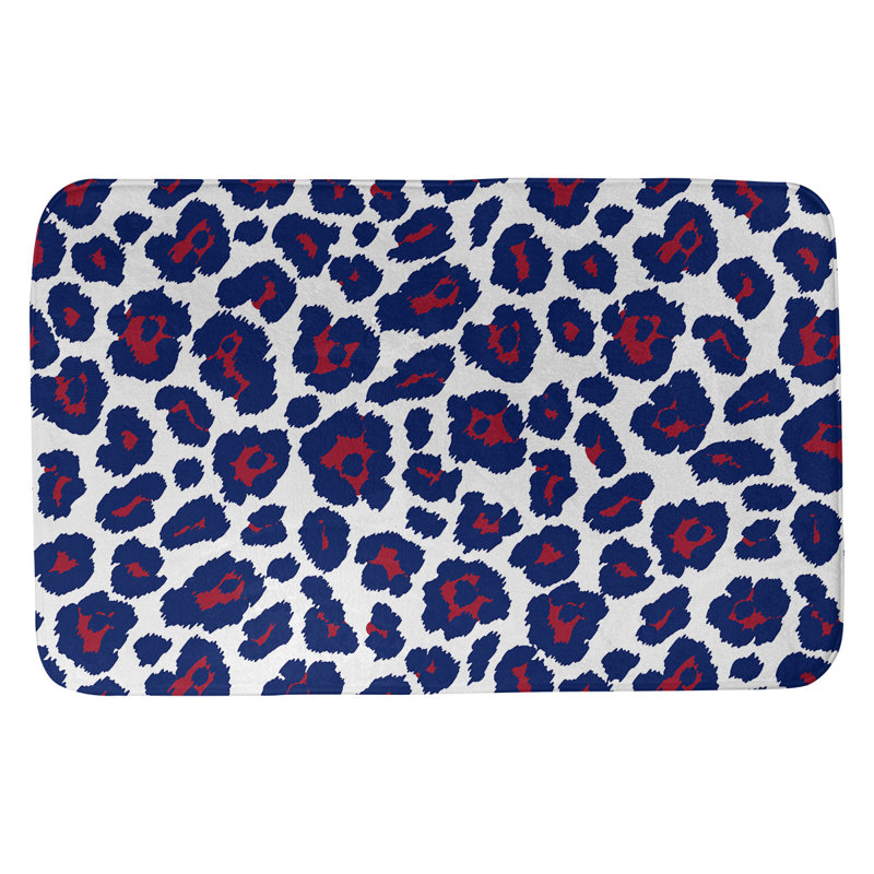 Tapis pour salle de bain New York fly back foot, H 0,5 po x l 17 po x L 24 po, Blanc / rouge / bleu foncé