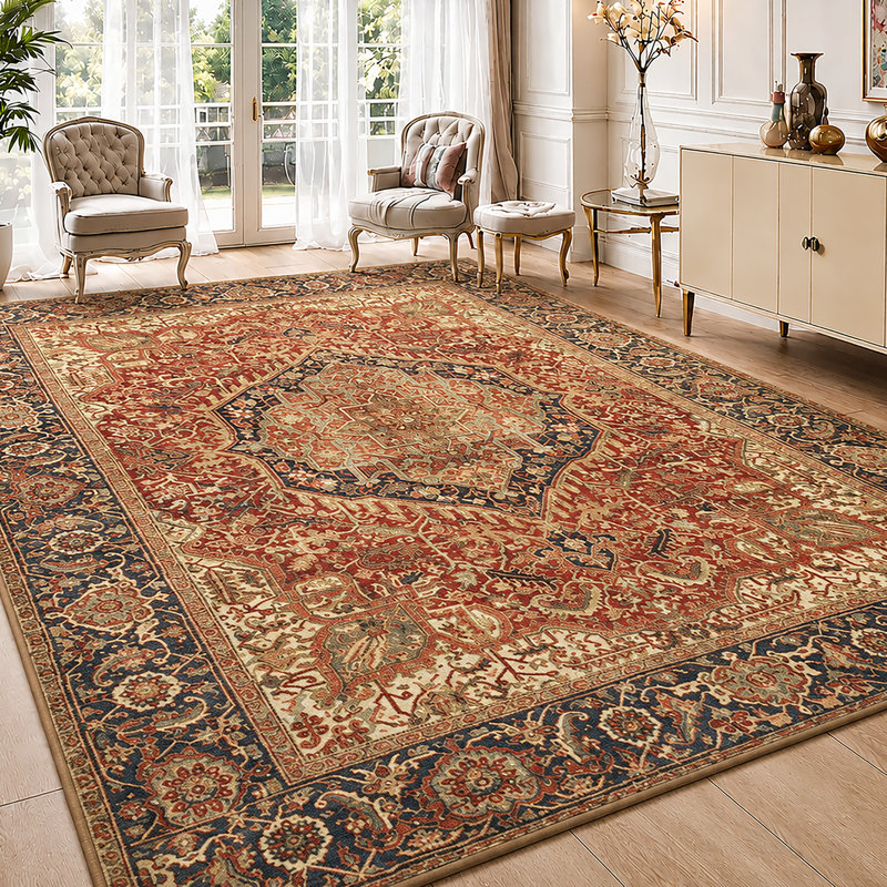 Traditional Oushak Cashmere-Feel Area Rug & Runner, Non-Slip Washable Living Room Carpet, Rectangle 160 x 230 cm