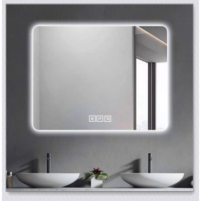 Miroir de salle de bain avec lumières à DEL avant et rétro-éclairé, anti-buée