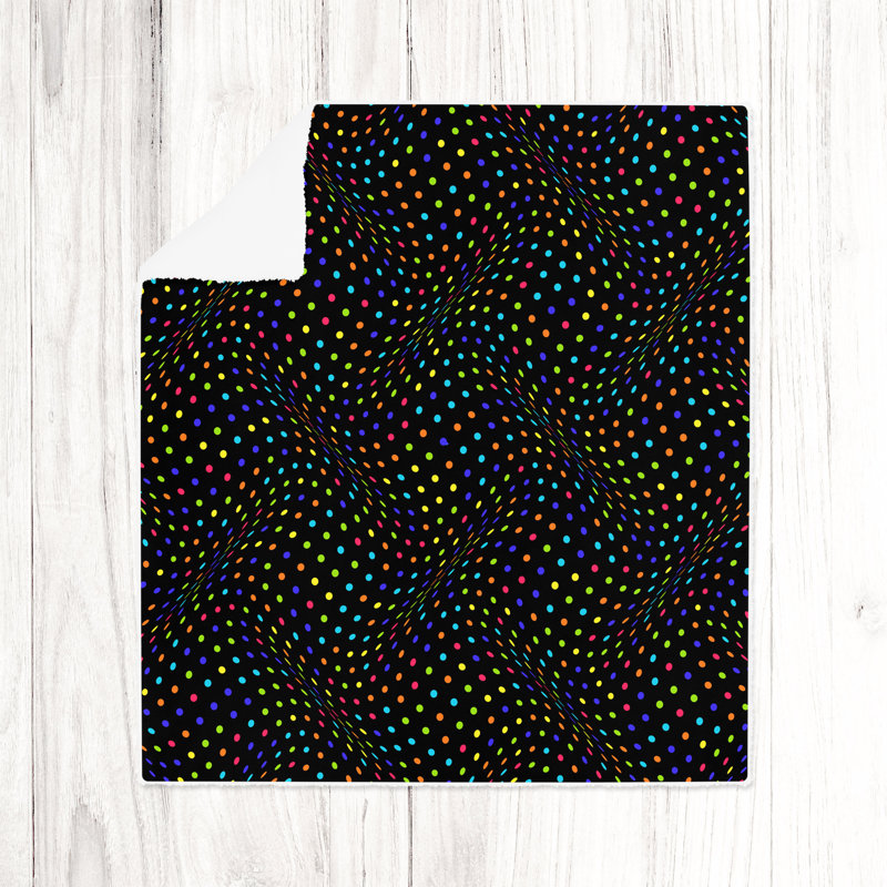 Throw Blanket, 51" W x 60" L, Polka Dot/Abstract, Black/Red/Blue/Green