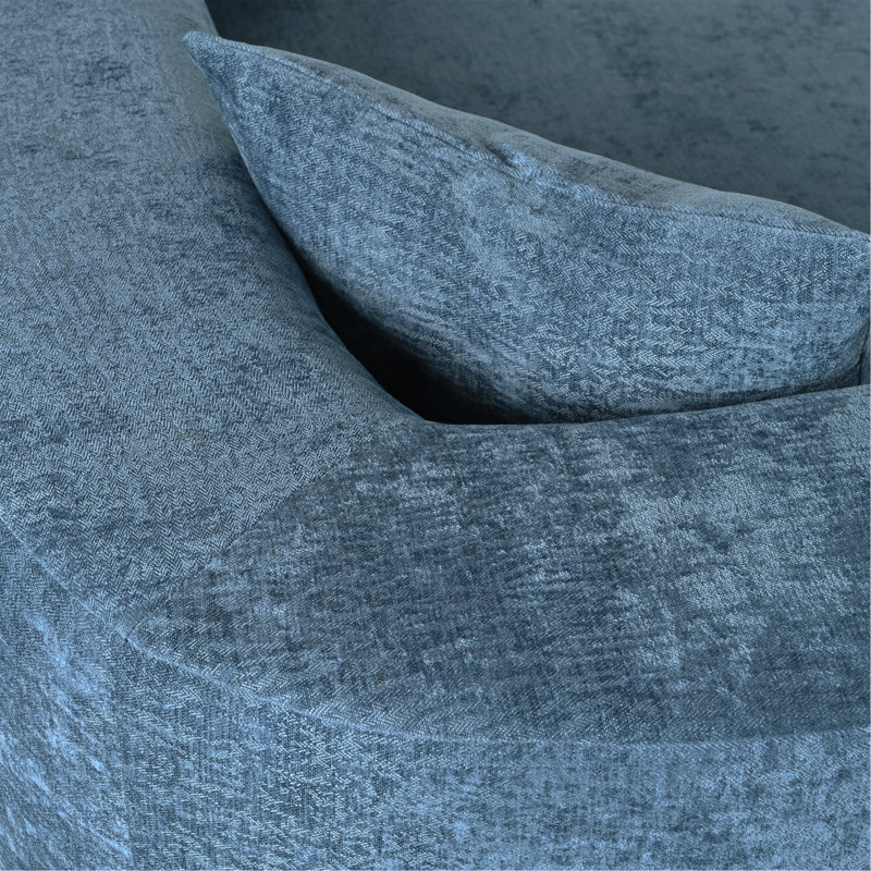 Grand canapé modulaire moderne 2 pièces avec 3 coussins Modern, Chenille bleu