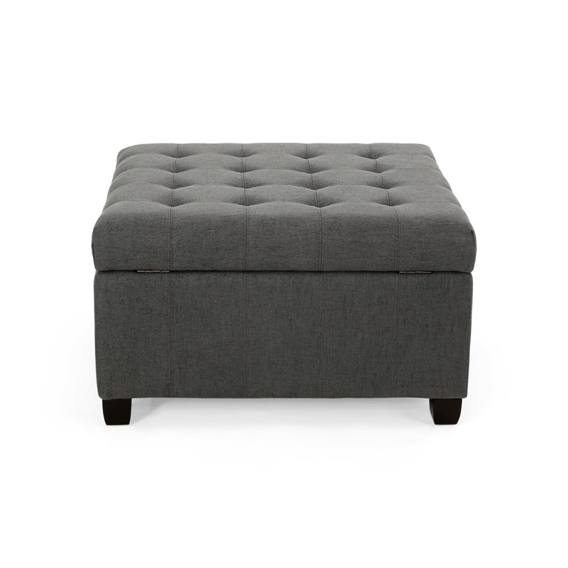 Repose-pieds capitonné avec rangement Anikait, Tissu gris foncé