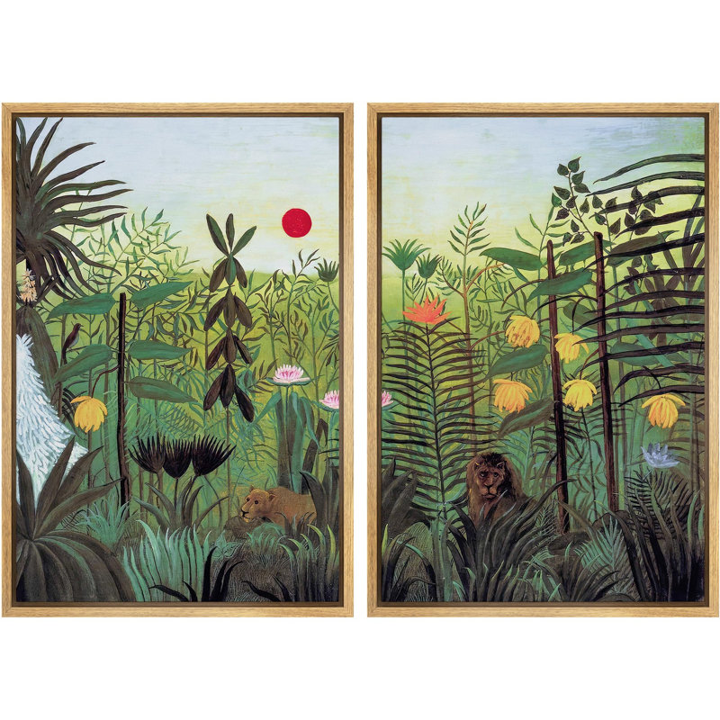 «Tropical Wilderness Prints Exotic Flora And Fauna Nature Wilderness Illustration Decor Scenic», 2 pièces sur toile