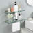 16-Inch Tempered Glass Bathroom Shelves Wall Mount SUS 304 Stainless Steel 2 Pack Brushed Finish