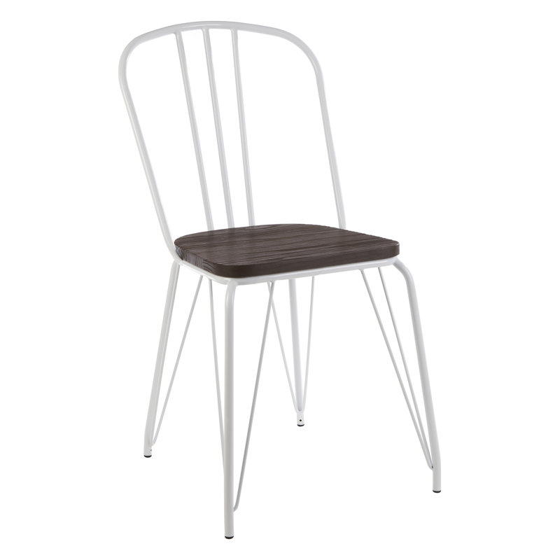 Latham 46cm H Slat Back Dining Chair, White/Dark Brown