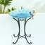 Bain d'oiseaux / mangeoire en verre à motifs floraux avec support en métal