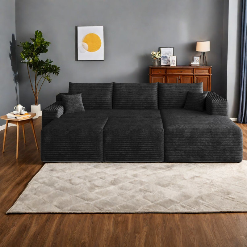 Canapé modulaire en velours côtelé 95 pouces