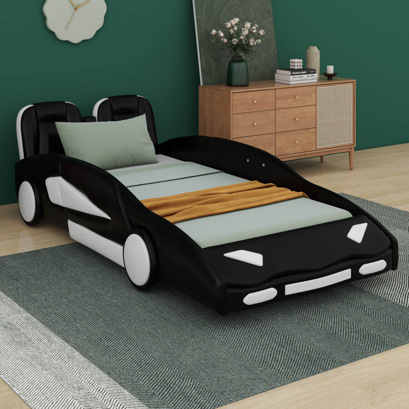 Addalynn Twin Size Race Car-Shaped Platform Bed, Black