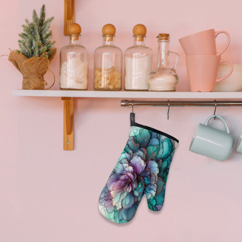 Iridescent Teal Flow Oven Mitt Cotton Twill