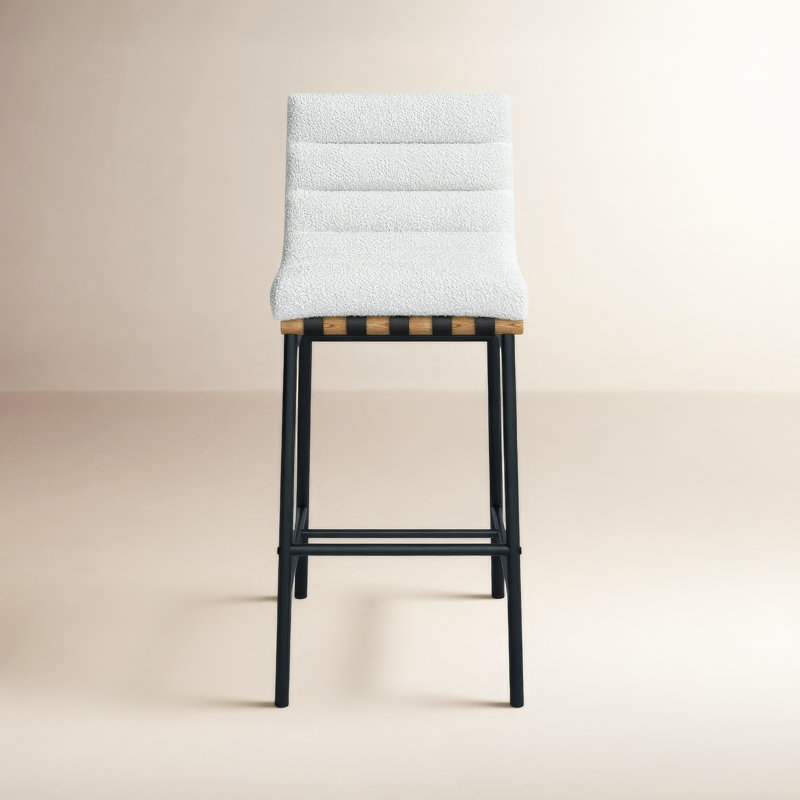 Tabouret de comptoir rembourré Sean Vincentas, Crème Boucle, Tabouret de bar (siège d'une hauteur de 29,9 po)