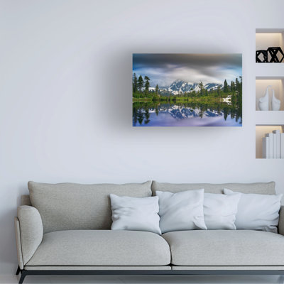 Wrapped Canvas Wall Art - Rick Berk 'Mount Shuksan' Wall Art for Living Room, Bedroom, or Office Décor  - 16x24