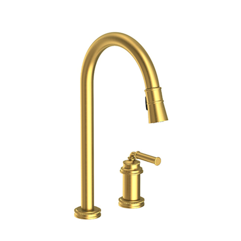Taft Single Handle Pull Down Kitchen Faucet, Satin Brass
