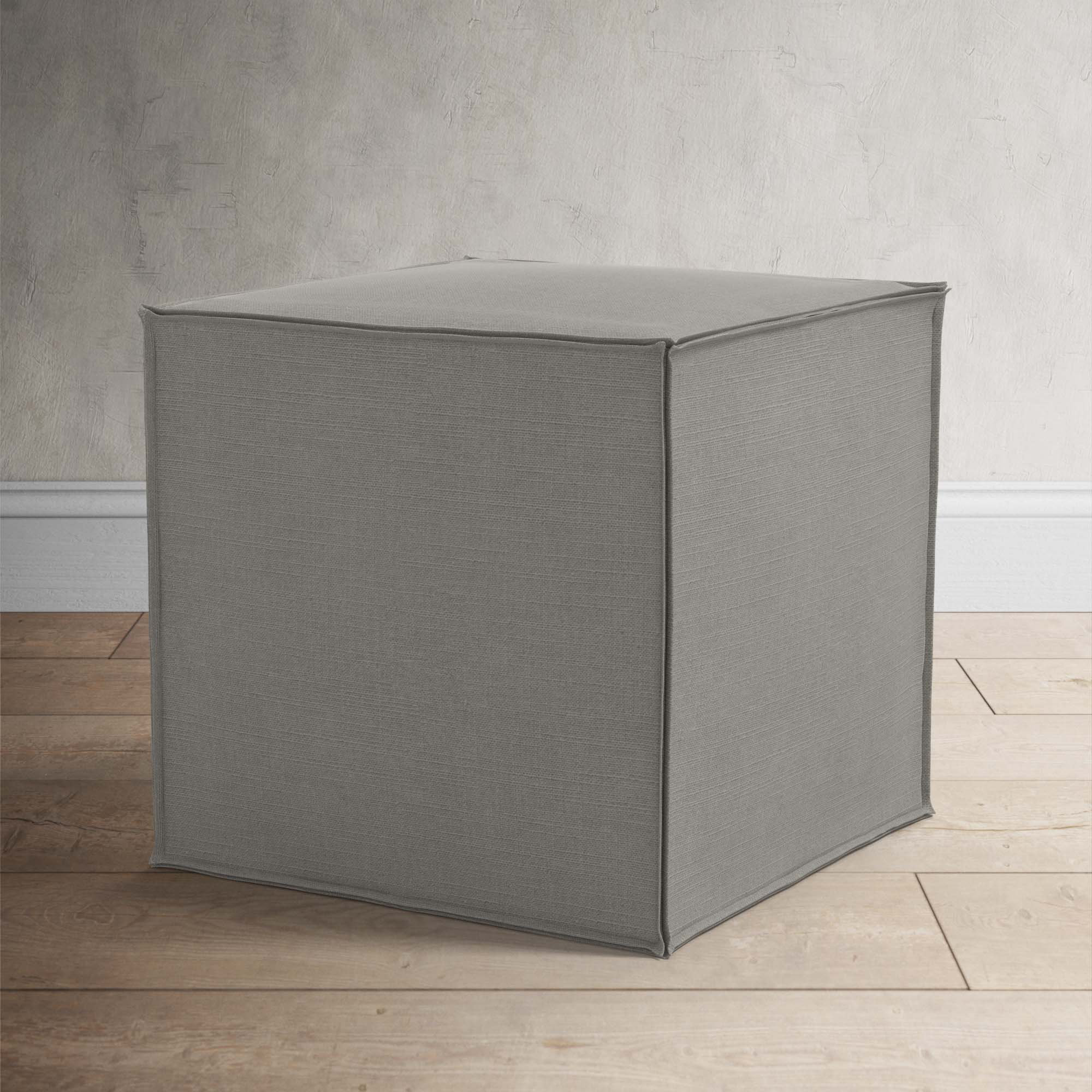 Tillie Upholstered Pouf, Classic Grey Linen