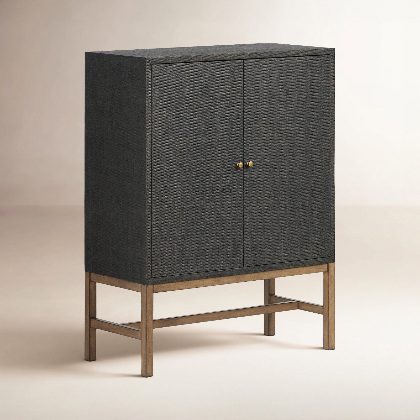 Hakana Raffia Bar Cabinet, Black Raffia