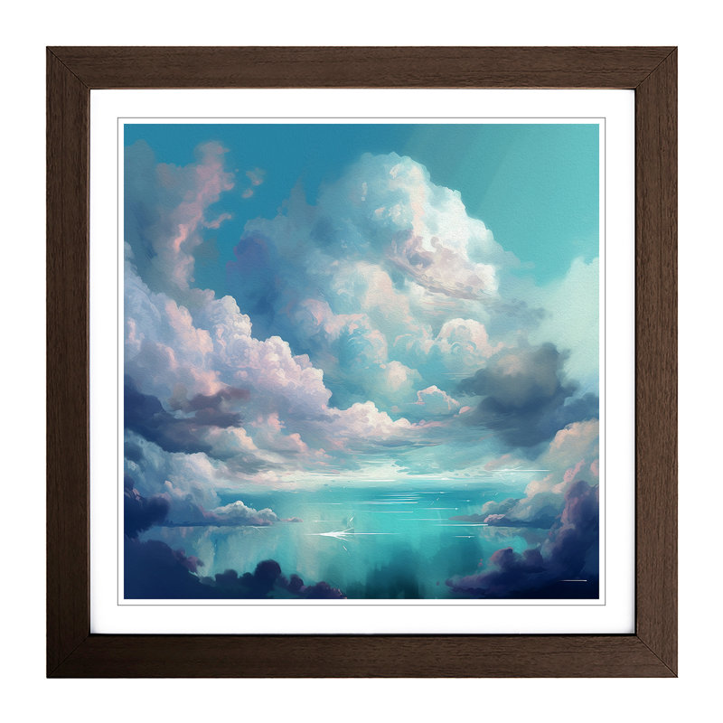 Cloudy Sky Digital Art No.3 - Single Picture Frame Print on Wood, Walnut