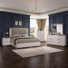 Collection de chambre à coucher grand luxe Monaco avec finition blanche ultrabrillante, accents de marbre gris et éclairage à DEL intégré
