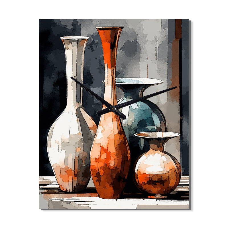 Horloge murale moderne Jalaylah - Boho Pottery, H 28 po x l 12 po x P 1 po