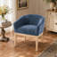 Chaise de salle à manger Ellvorn de style moderne du milieu du siècle, en lin, avec accoudoirs, revêtement en lin, structure en bois d'hévéa naturel, pieds incurvés et patins anti-rayures.-1474870200