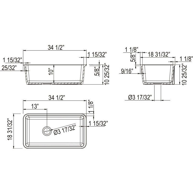 Allia™ 34" Fireclay Single Bowl Undermount Kitchen Sink, Pergame
