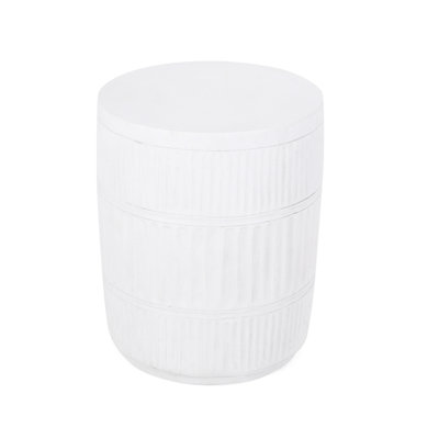 Lightweight Concrete End Table In Fluted Style - 15.06"X15.06"X18.23", Antique White, No Assembly Side Fluted, 15X15x18.5, Assembly, Simple Setup