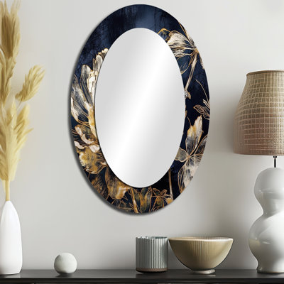Décoration œillets dorés - miroir ovale doré