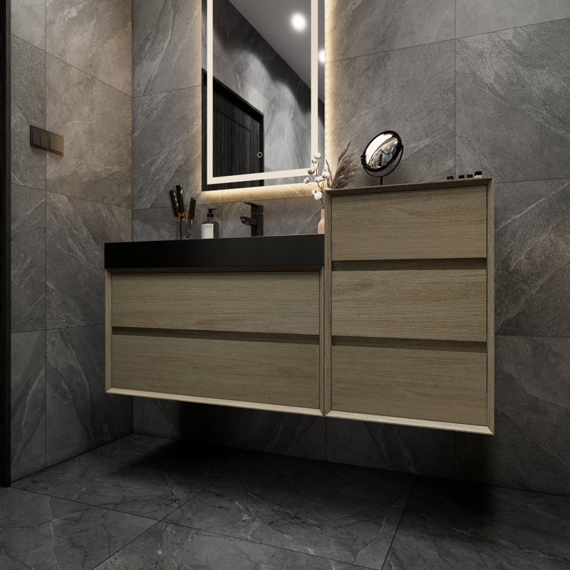 Golitz 67'' Single Bathroom Vanity with Stainless Steel Top, Coffee