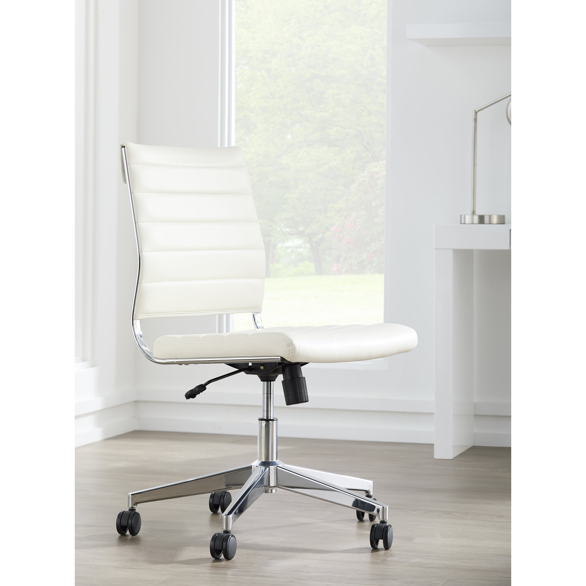 Rossie Swivel Office Chair, No, White