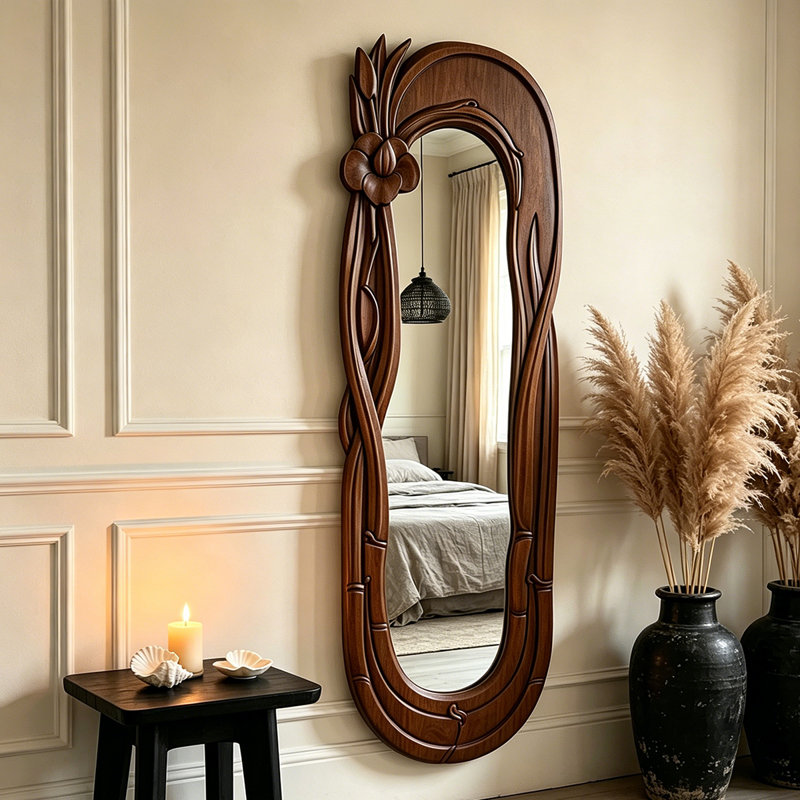 Miroir d'appoint mural 23,62 po, 66.93" H x 23.62" W x 1.18" D, Brown