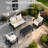 Outdoor Hdpe Patio Furniture Sofa, 4 - Person Seating Group With Cushions,outdoor Conversation Couch Set With Coffee Table For Patio-70157067