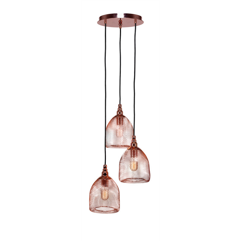 Luminaire suspendu 3 lumières Adkins Plexus, Cuivre