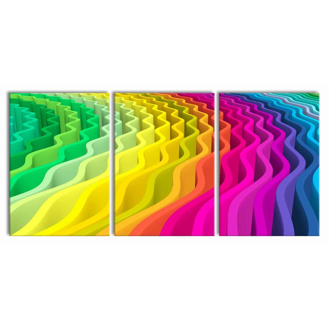 3-tlg. Leinwandbilder-Set Colourful Wave Pattern