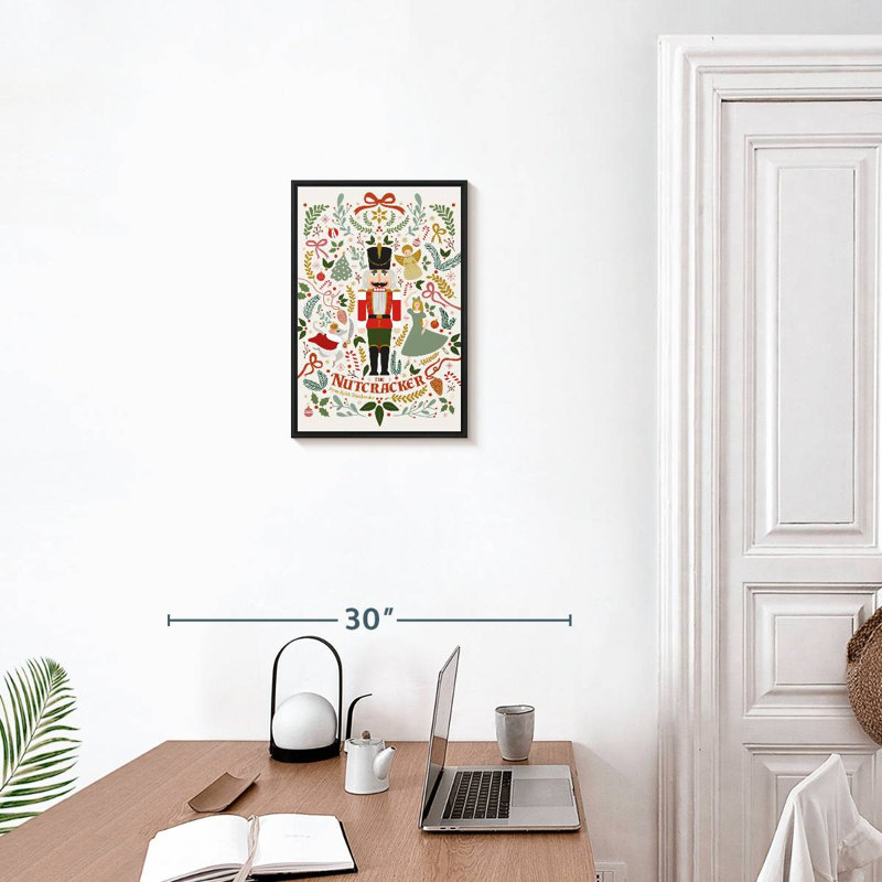 Nutcracker Christmas, 13" X 19", Floating Frame Black