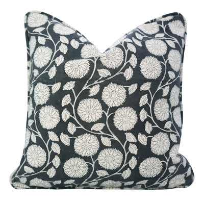 Fabdivine Artisan Cotton Cushion Cover with Piping Edge Handcrafted Decorative Pillow- Sudrshan Jaal