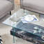 Table basse moderne à deux niveaux de 43,3 pouces - verre trempé transparent et texture de marbre, design de rangement multifonctionnel. L'étage inférieur comprend un tiroir. Peut être utilisé comme table basse, table d'appoint, etc.-800775049