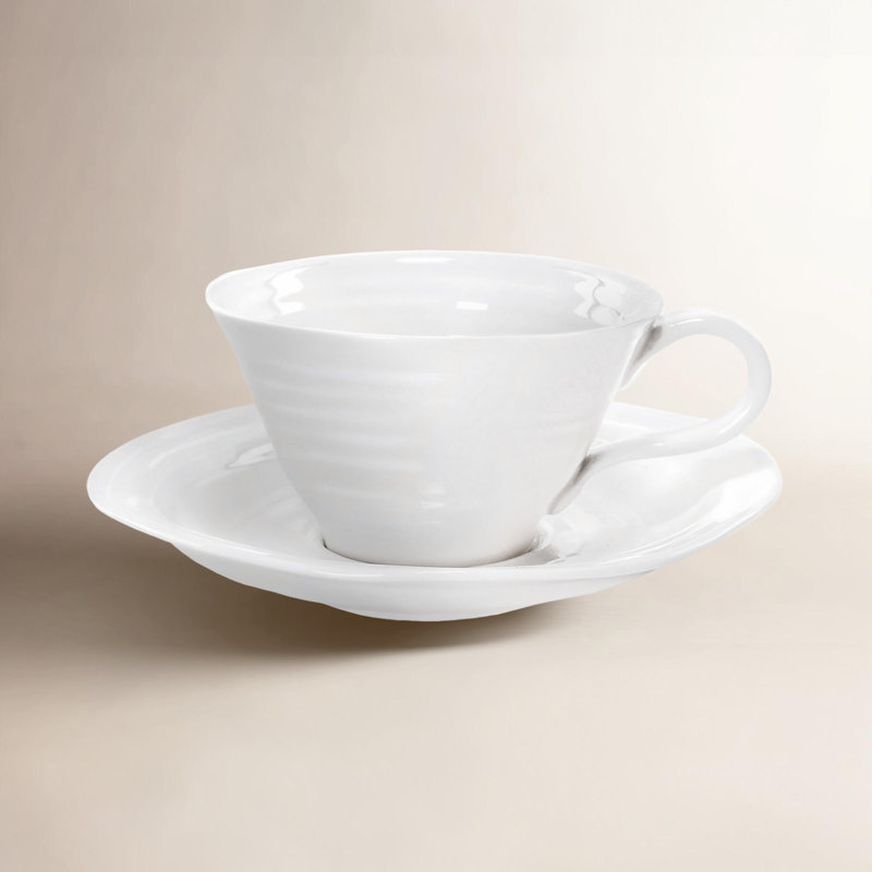 Portmeirion Sophie Conran White tasse à thé / soucoupe blanche 8 oz