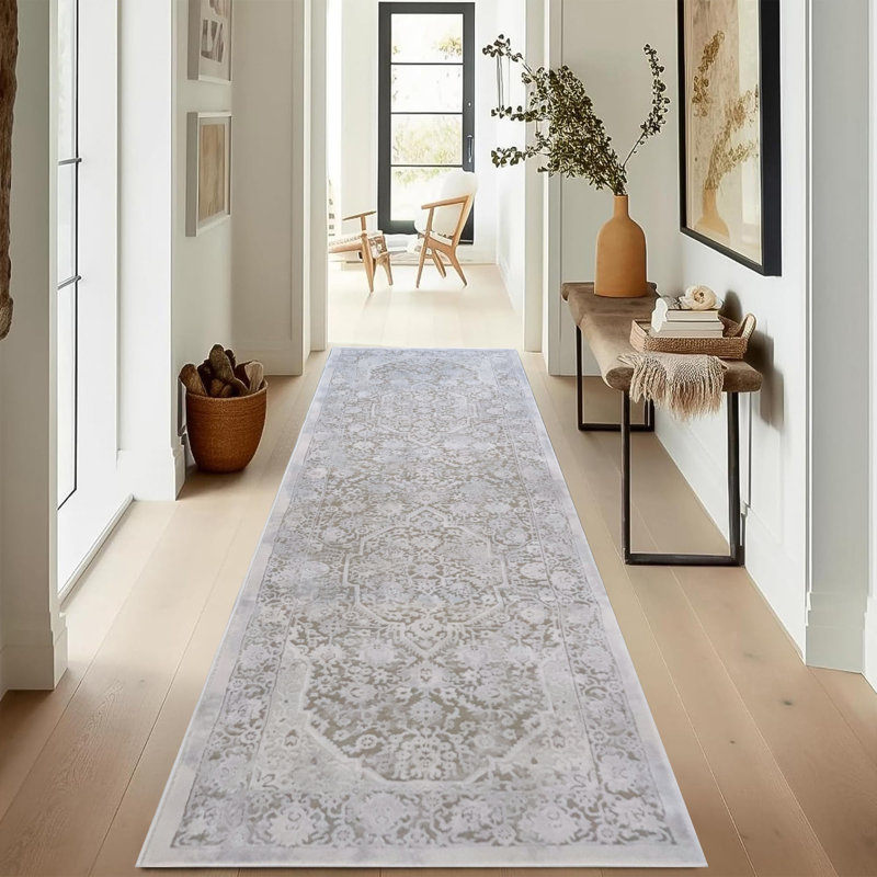 Marissa Collection Beige Abstract Transitional Area Rug, Runner 2'6" x 7'7"