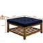 Grande table basse avec repose-pieds carré capitonné, tablette en bois de hêtre - bleu marine-130677261