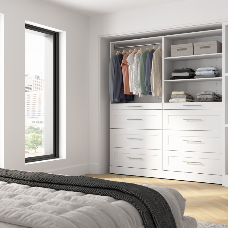Florence 71W X 16D Modular Reach-In Or Walk-In Closet System With Shelves And Drawers, Shaker Style