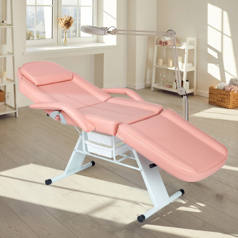 Lit de beauté en PVC avec cadre en fer et pieds à dossier réglable