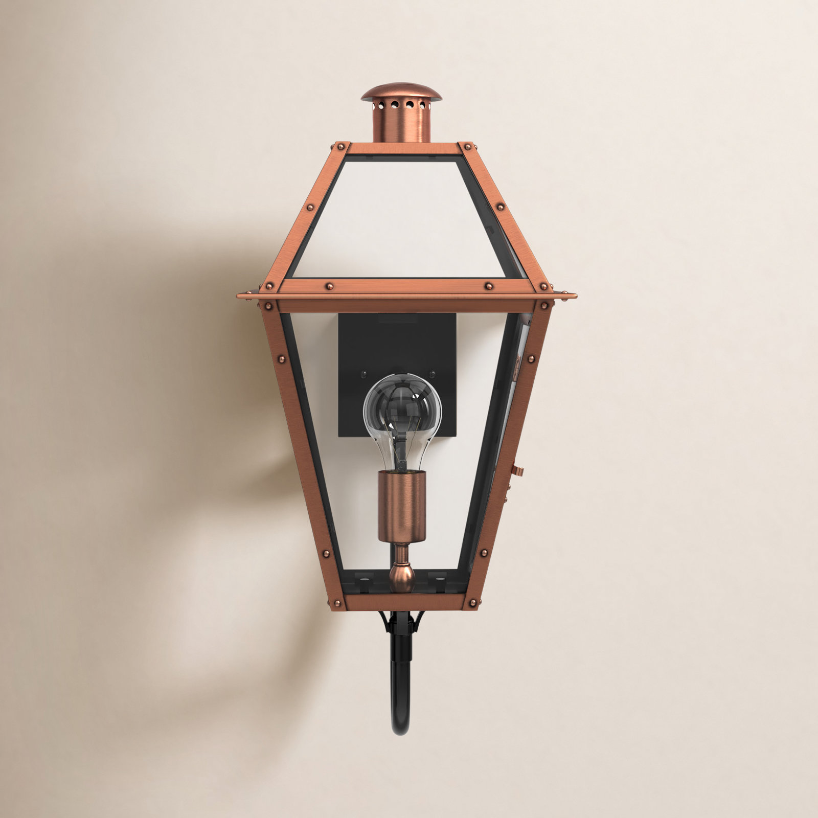 Amber Single Light Empire Outdoor Wall Light, Aged Copper