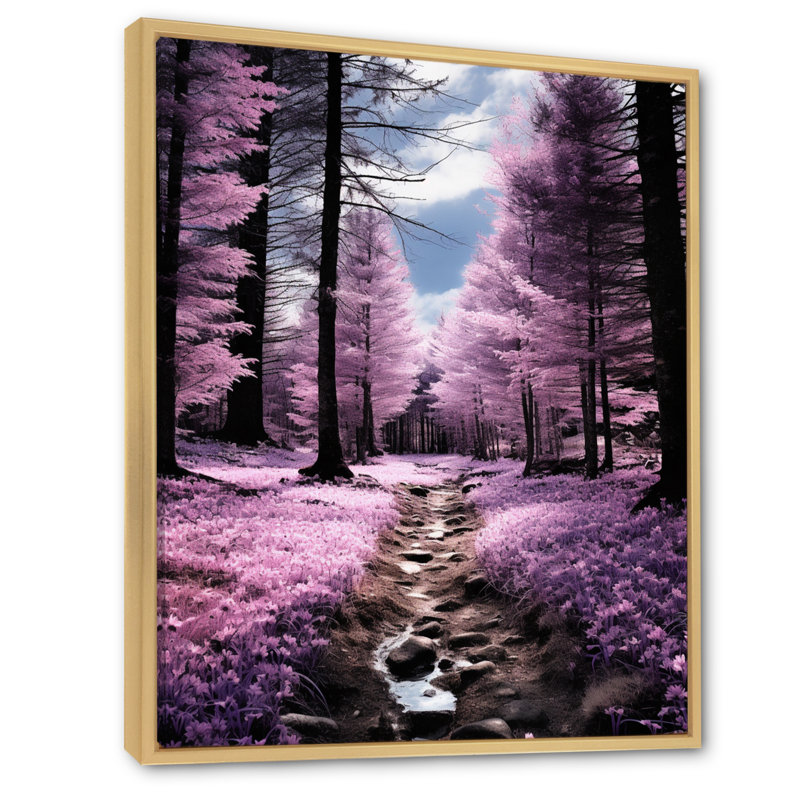 Sentier de forêt mauve - impressions sur toile, paysage et nature, H 32 po x l 24 po x P 1 po, Cadre naturel flottant