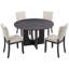Ensemble de salle à manger rond 47,3 po avec 4 chaises rembourrées, ensemble de table à manger moderne pour 4, ensemble de table à manger rond 5 pièces pour le salon, la cuisine