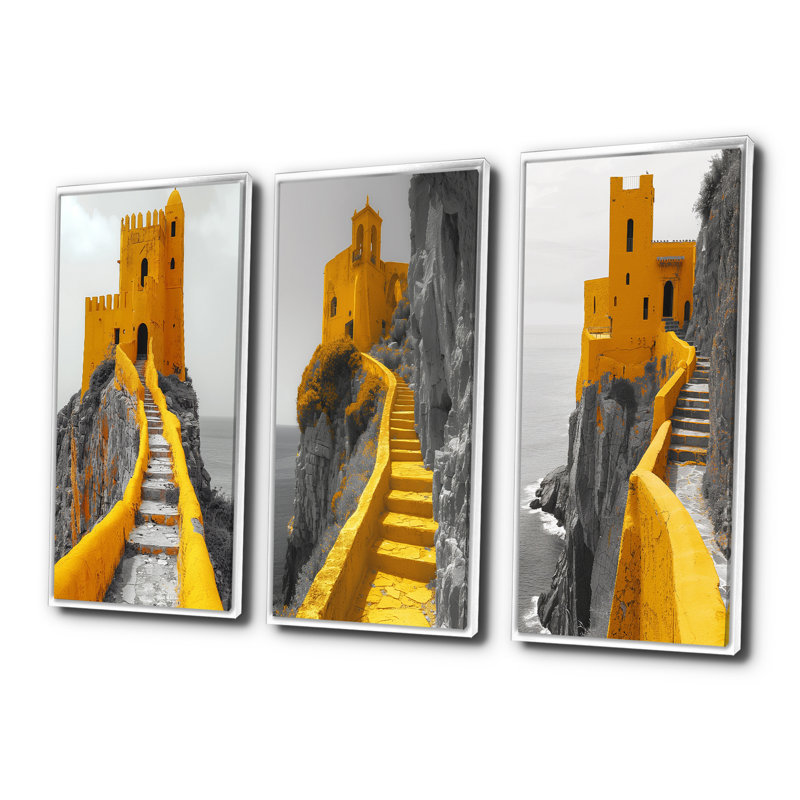 Ancienne citadelle forteresse I - Collection d'art mural, H 32 po x l 48 po, Impression encadrée flottante, Blanc