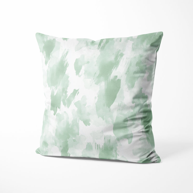 Coussin décoratif moderne - coussin vert scandinave imprimé abstrait, H 16 po x l 16 po