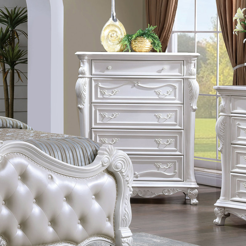 Commode 5 tiroirs Congresbury, Blanc