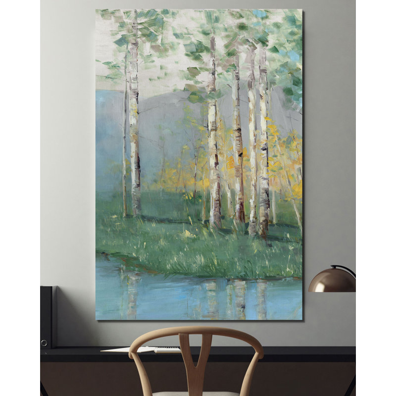 " Birch Reflections IV ", 27" H x 18" W x 1.5" D, Wrapped Canvas