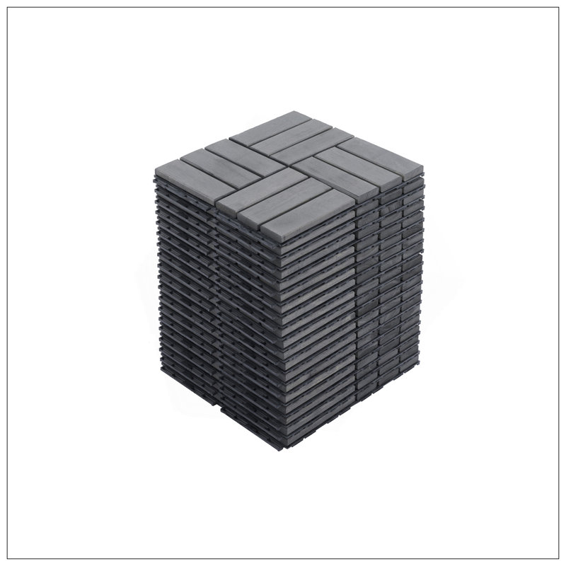 30 PCS Interlocking Deck Tiles, Checker Pattern, 12/, Gray