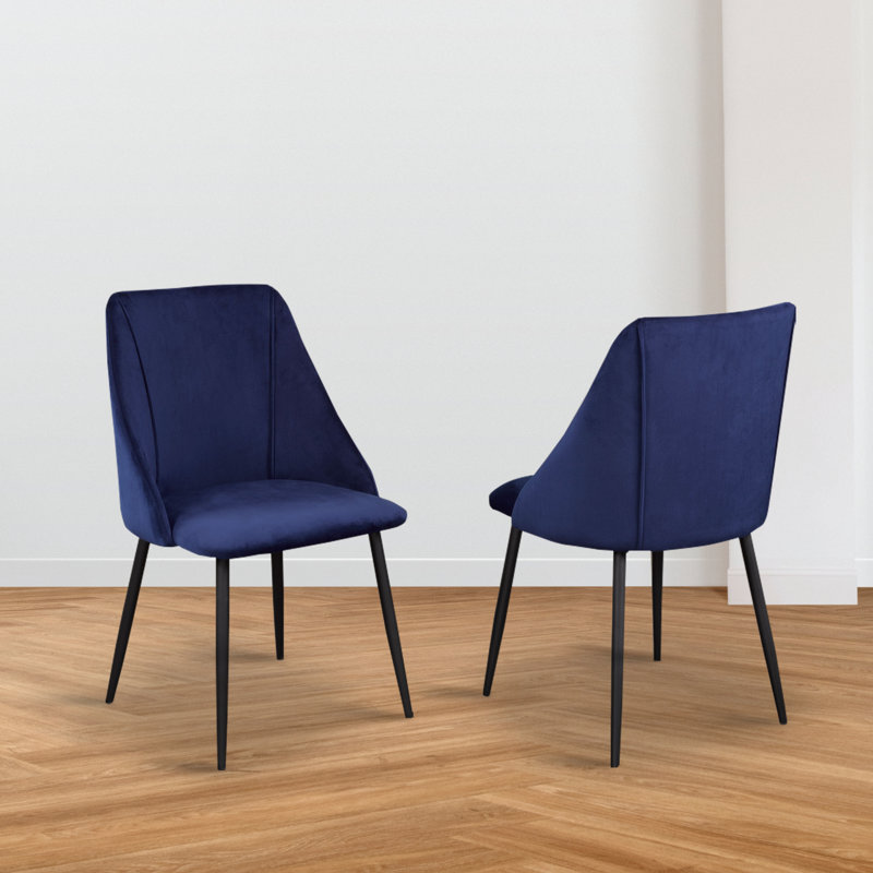 Chaise d'appoint en velours acier, Bleu